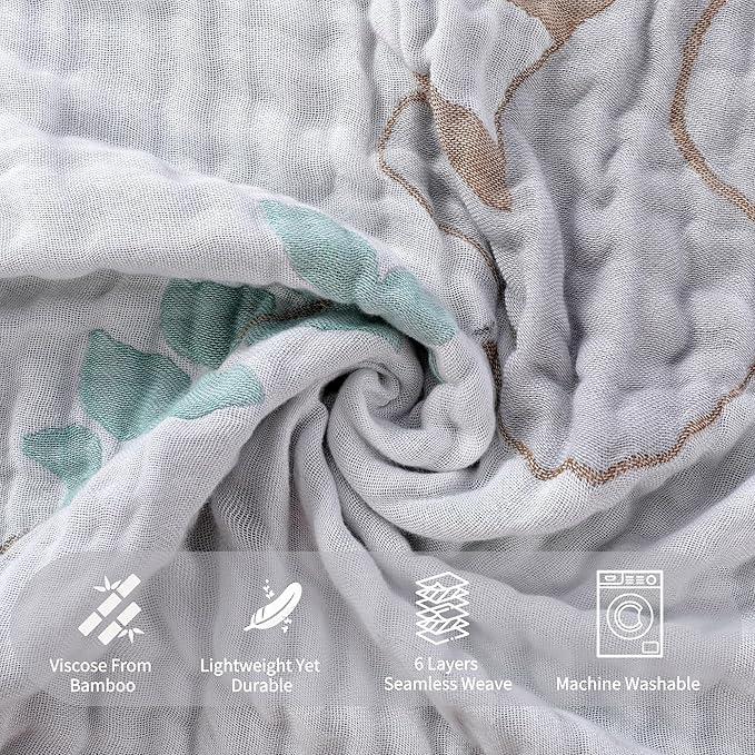 Ultra Soft Muslin Baby Blanket, A Versatile Swaddle and Bed Blanket for Babies, Toddlers, Boys, and Girls (Forest Elephant 1 Pack).