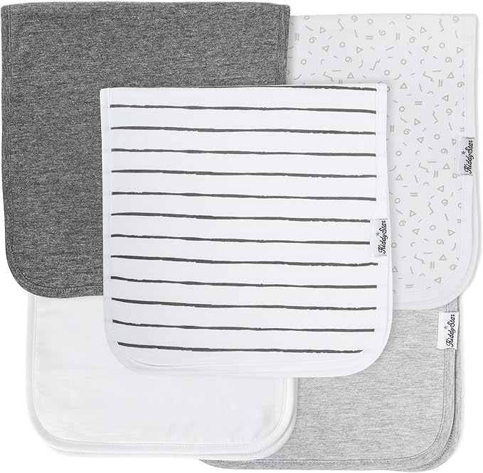 5-Pack Organic Cotton Burp Cloths – Large, Ultra-Soft 3-Layer Towels for Burping, Shoulder & Hand Use, Highly Absorbent