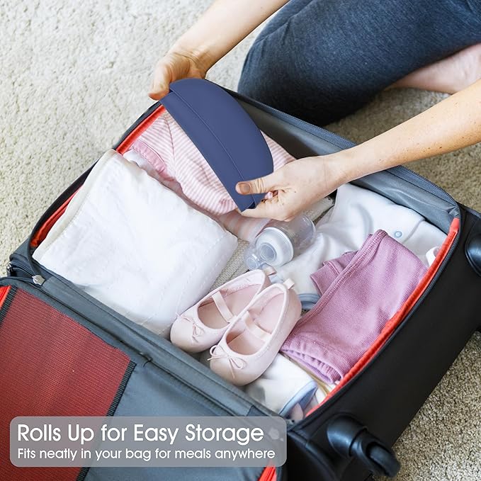 2 Pack Silicone Baby Bibs Adjustable Fit Waterproof Bib With Leak Proof Food Pouch Catcher for Eating Boys Girls