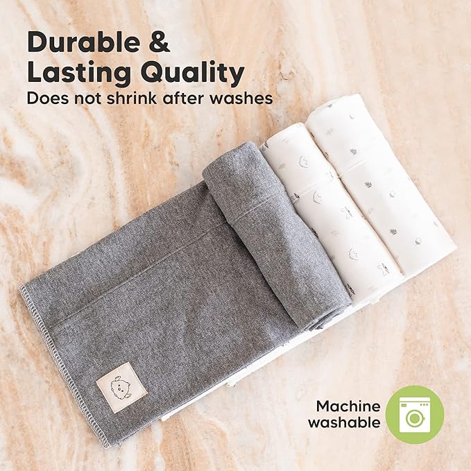 Organic Burp Cloths Baby Boy, Girl - 6-Pack Large Cotton Burping Cloths for Babies, Spit Up Rags, Super Absorbent, Ultra Soft Newborn Rag, Gender Neutral, Machine Washable, Durable (Neutrals)