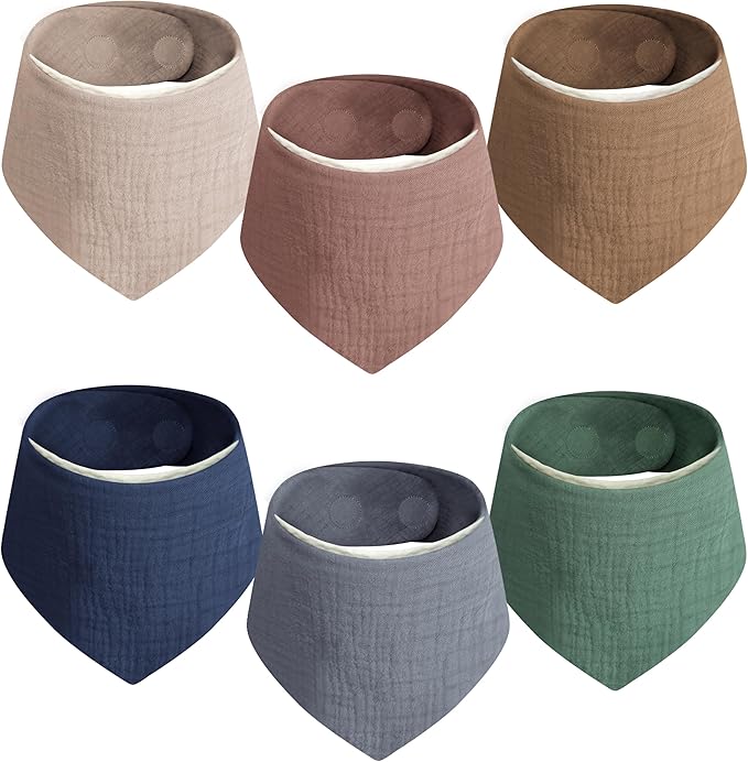 Magnetic Bandana Drool Bibs 6-pack - Magnetic Closure Baby Bibs - Safe, Easy, Chic Teething Bib