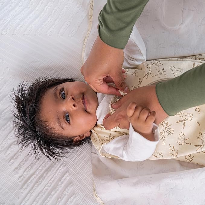 HALO 100% Cotton Sleepsack Swaddle, 3-Way Adjustable Wearable Blanket, TOG 1.5, Lullaby Forest, Small, 3-6 Months