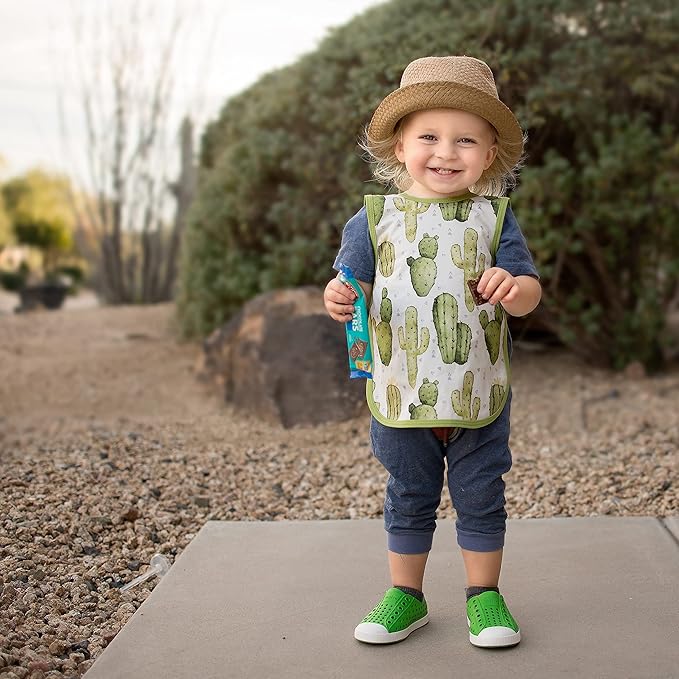 BapronBaby Desert Cactus Bapron - No Neck Tie Safer Bib for Baby & Toddler - Soft Waterproof Stain Resistant - Machine Washable - Sz Preschool 3-5yrs