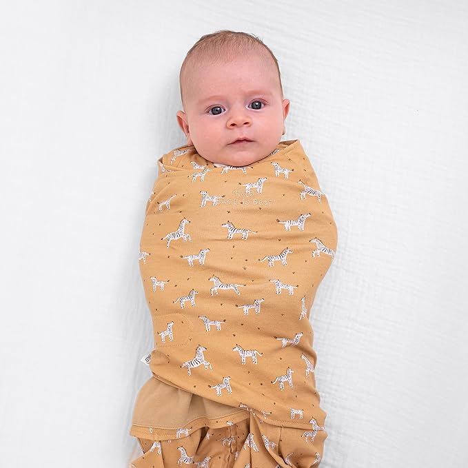 HALO 100% Cotton Sleepsack Swaddle, 3-Way Adjustable Wearable Blanket, TOG 1.5, Serengeti Zebra, Newborn, 0-3 Months