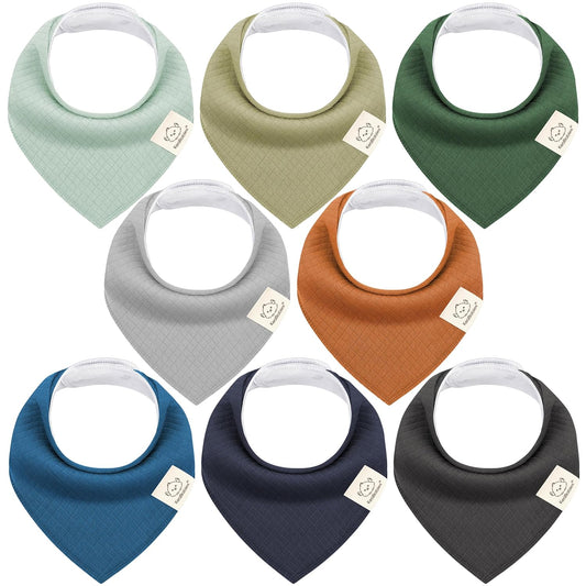 KeaBabies 8-Pack Bandana Bibs for Baby Girls, Boys - Organic Cotton Baby Bibs for Drooling & Teething Newborn, Toddler, Infant 0-36 Months, Extra Soft, Absorbent Cloth with Snaps (Hunter)