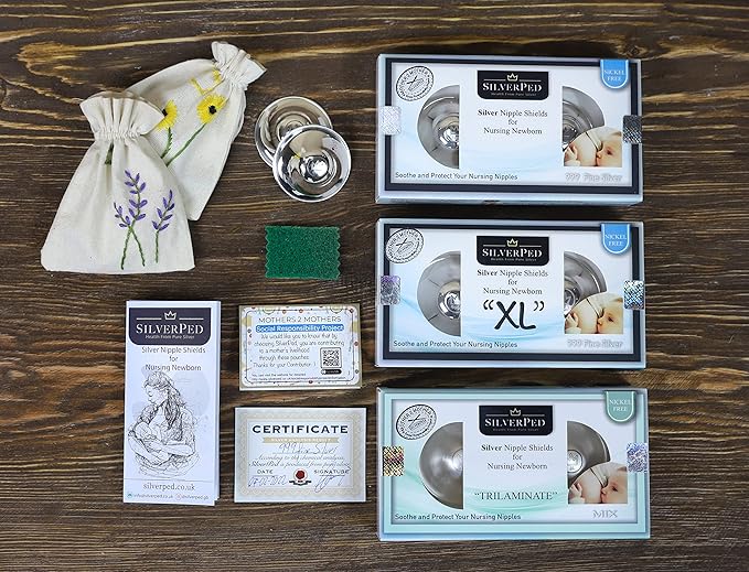 999 Silver Nursing Cups, Silver Nipple Shield, Soothe and Protect Sore Nipples, Silver Nipple Covers Breastfeeding, Silver Nipple Cups, 2 Pieces