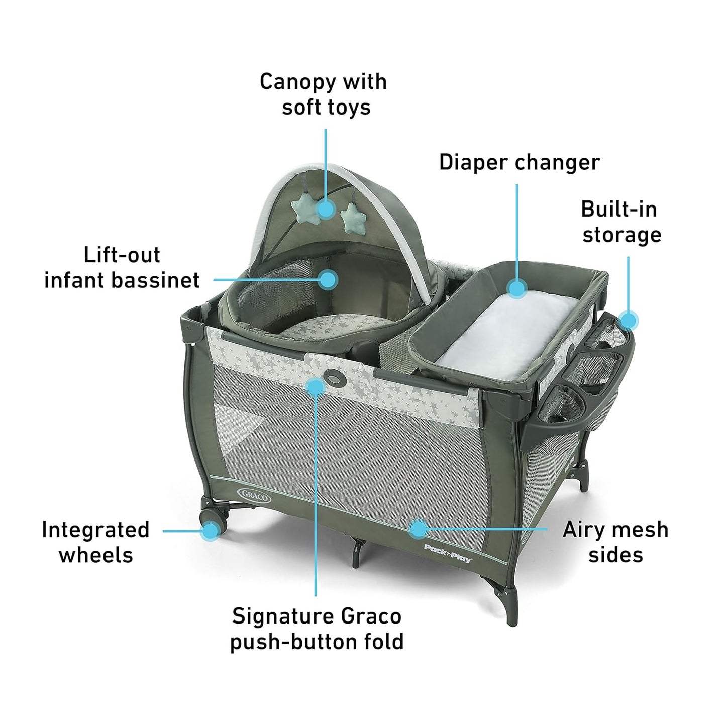 Graco Pack 'n Play Travel Dome Playard | Includes Travel Bassinet
