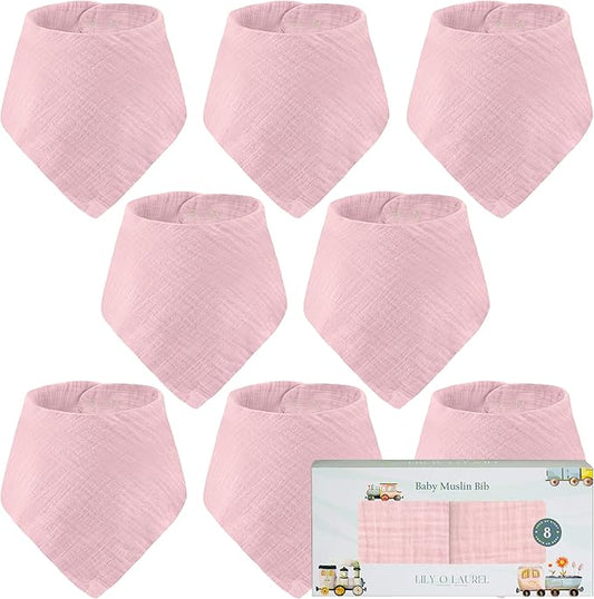 Muslin Baby bibs for drooling and teething, 100% cotton, Bibs for baby girl, Muslin bibs for boys (8 Pack)