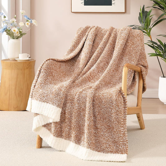 WRENSONGE Throw Blanket Cationic Dyeing Burnt Orange Soft Cozy Fluffy Warm Hand Made Weave Throw Blankets for Couch, Sofa, Chair, Bed, Camping, Picnic, Travel Lightweight Bed Blanket - 60"*80"