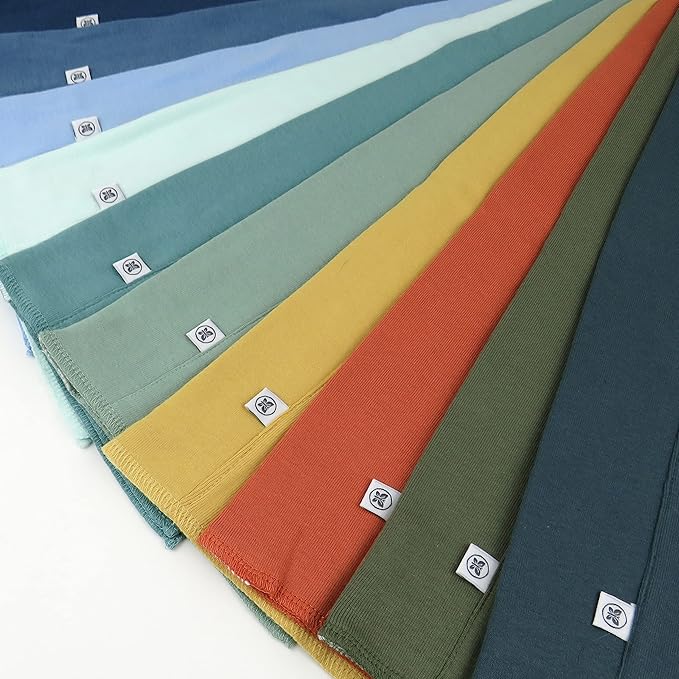 HonestBaby Baby Organic Cotton Knit Burp Cloths Multipack, 10 Pack Rainbow Gems Blues, One Size