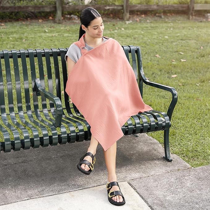 Comfy Cubs Muslin Nursing Cover, Pack of 1, 100% Muslin Breastfeeding Cover - Soft & Breathable Baby Nursing Scarf with Adjustable Neck Strap - Portable, Lightweight & Privacy Coverage - Lace