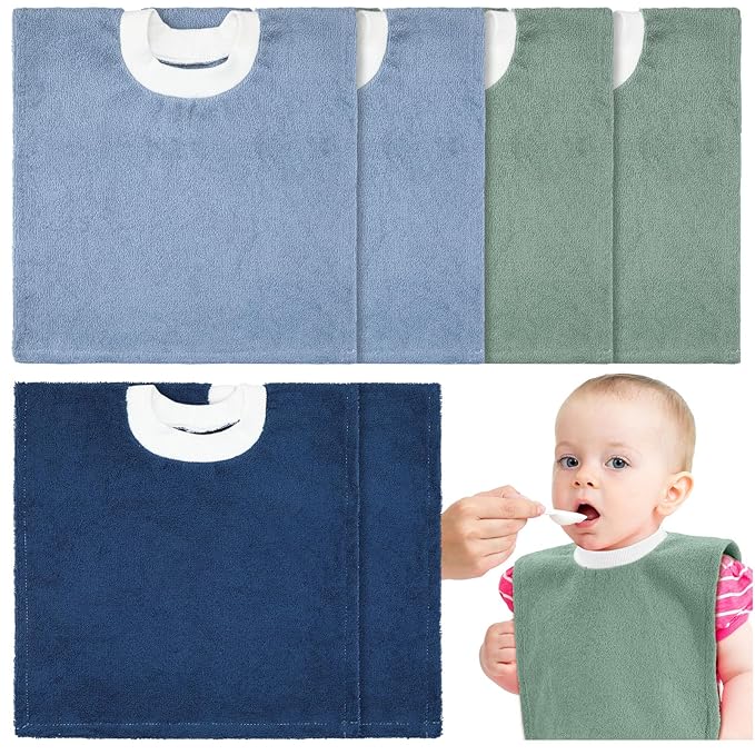 Foaincore 6 Pcs Pullover Baby Bibs Cotton Terry Toddler Absorbent Infant for Feeding and Drooling Towel Slip on Bib (Elegant Color)
