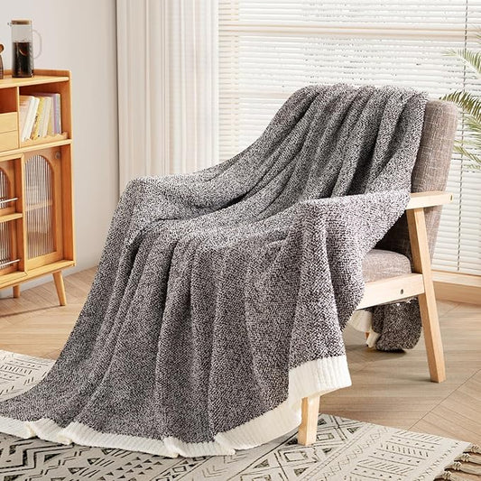 NEXHOME PRO Soft Twin Blankets for Couch, Reversible Warm Blankets Cozy Knit Blanket for Women, Fuzzy Plush Lightweight Throws for Sofa, Bed, Picnic, Coffee Brown, 60 x 80 inches