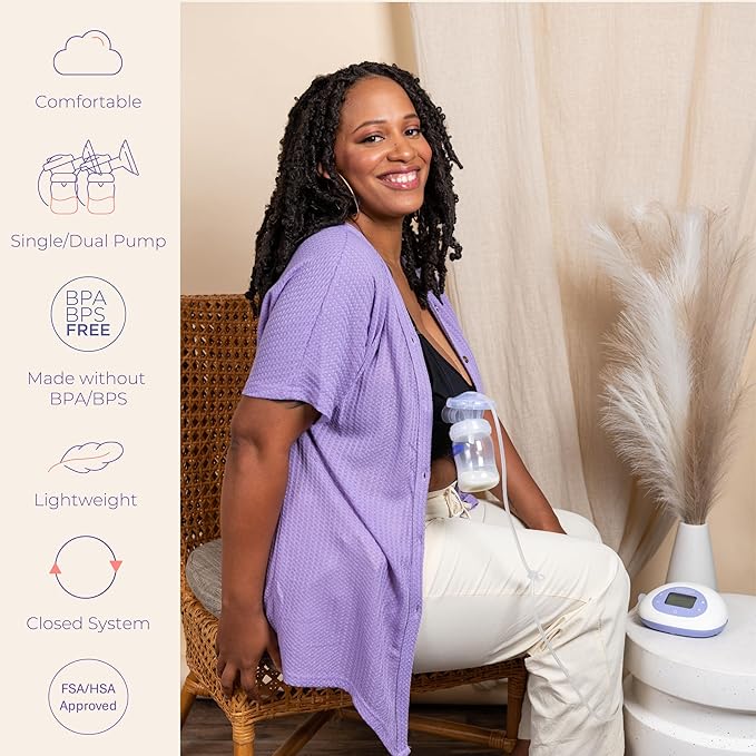 Lansinoh Signature Pro Portable Double Electric Breast Pump with LCD Screen | 3 Power Modes, 25mm Flanges, 2 Bottles, 1 Slow Flow Nipple, & Carry Bag