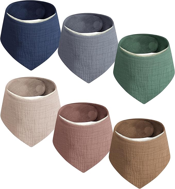 Magnetic Bandana Drool Bibs 6-pack - Magnetic Closure Baby Bibs - Safe, Easy, Chic Teething Bib