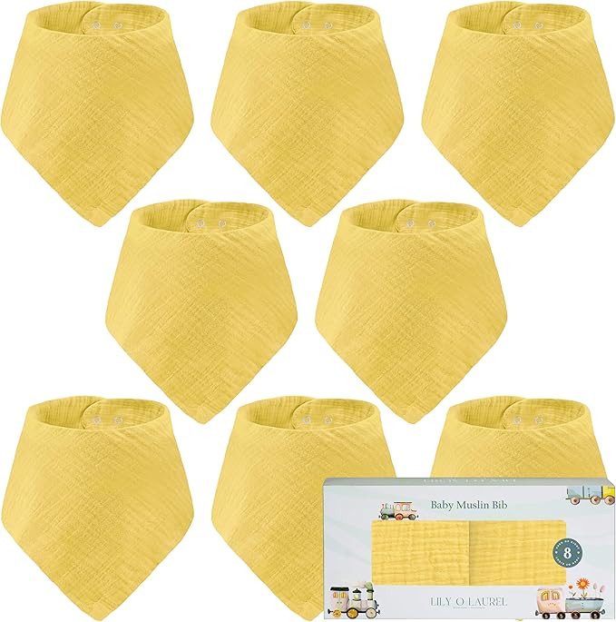 Muslin Baby bibs for drooling and teething, 100% cotton, Bibs for baby girl, Muslin bibs for boys (8 Pack)