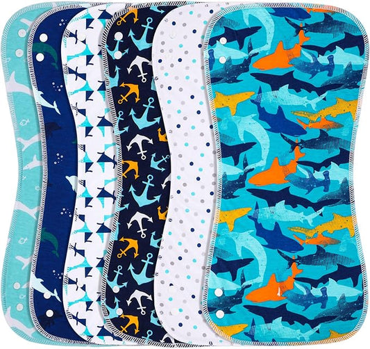 2-in-1 Burp Cloths and Baby Bibs - 6 Pack Large Super Absorbent Soft Cotton Burping Cloths for Spit Up, 3 Layers Thick Baby Burp Rags for Girls & Boys