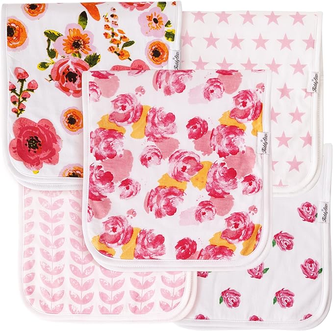 5-Pack Organic Cotton Burp Cloths – Large, Ultra-Soft 3-Layer Towels for Burping, Shoulder & Hand Use, Highly Absorbent