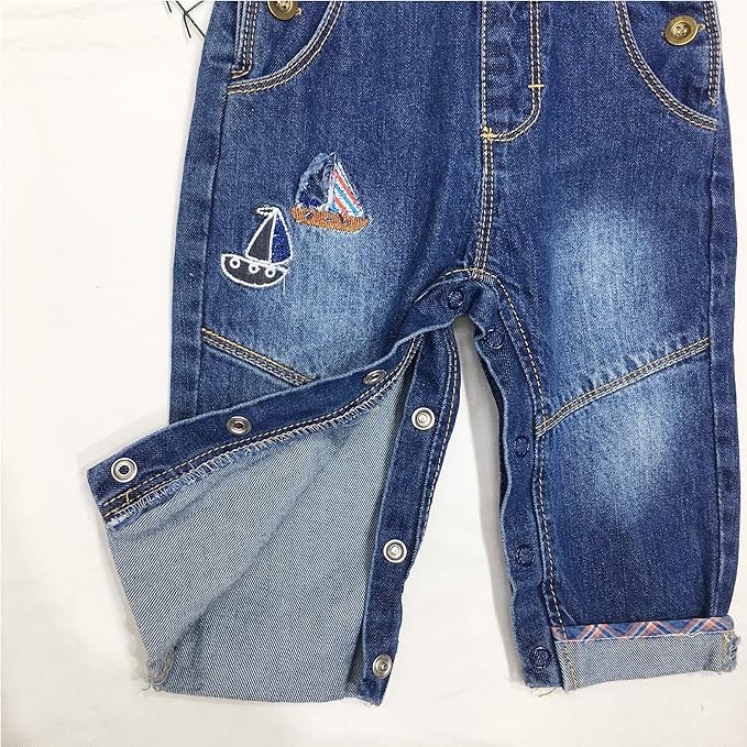 KIDSCOOL SPACE Baby Little Kids Cute Denim Embroidered Fashion Jean Overalls