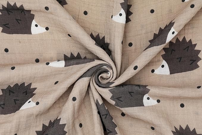 Muslin Baby Quilt 100% Cotton Newborn Blanket 47" X 47" 2 Layers Muslin Swaddle for Boy and Girl (Hedgehog Series)
