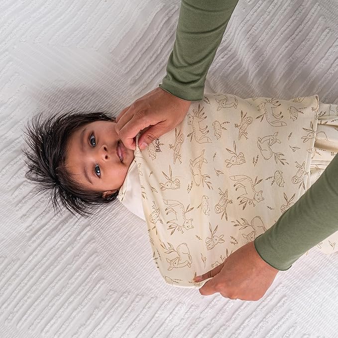 HALO 100% Cotton Sleepsack Swaddle, 3-Way Adjustable Wearable Blanket, TOG 1.5, Lullaby Forest, Small, 3-6 Months