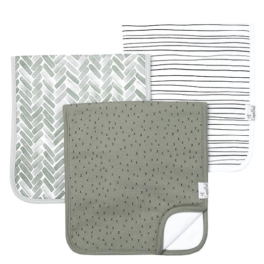 Copper Pearl Premium Baby Burp Cloths - 3-Pack Large Cotton Burp Cloths, Extra Soft Spit Up Rags with 3 Absorbent Layers, Perfect for Baby Boy and Baby Girl Gifts (21" x 10" Size, Alta Set)