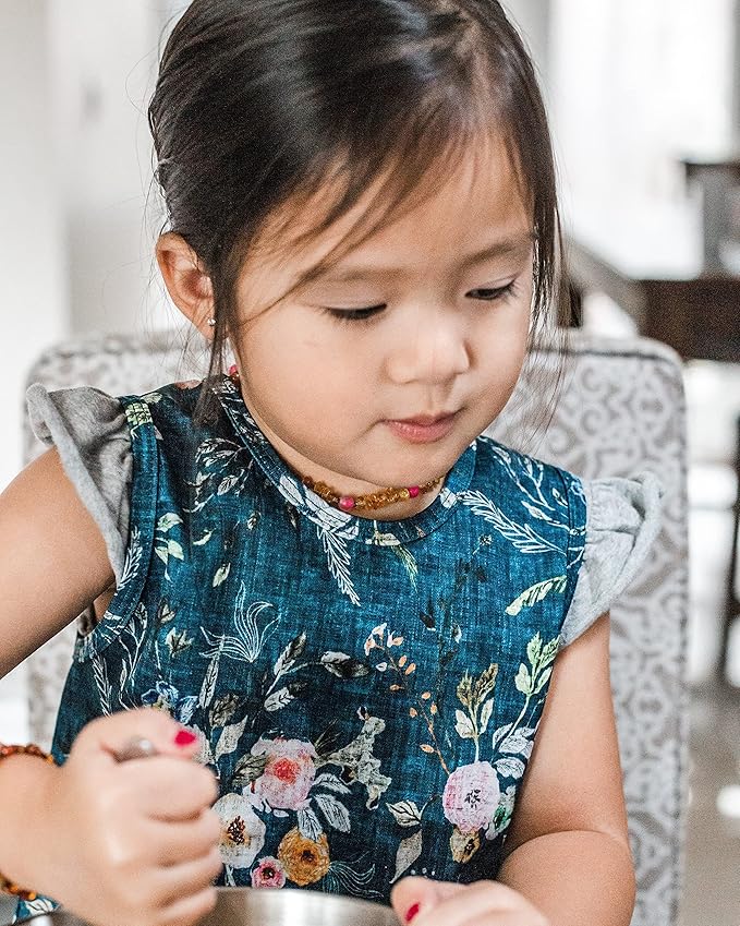 BapronBaby Boho Floral Bapron - No Neck Tie Safer Bib for Baby & Toddler - Soft Waterproof Stain Resistant - Machine Washable - Sz Preschool 3-5yrs